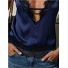 image:imageGORGLITTER Womens Lace Satin Silk V Neck Spaghetti Strap Cami TopBlue