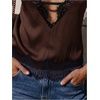 image:imageGORGLITTER Womens Lace Satin Silk V Neck Spaghetti Strap Cami TopBrown