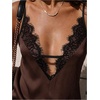 image:imageGORGLITTER Womens Lace Satin Silk V Neck Spaghetti Strap Cami TopBrown