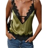 image:imageGORGLITTER Womens Lace Satin Silk V Neck Spaghetti Strap Cami TopOlive Green