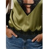 image:imageGORGLITTER Womens Lace Satin Silk V Neck Spaghetti Strap Cami TopOlive Green