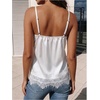 image:imageGORGLITTER Womens Lace Satin Silk V Neck Spaghetti Strap Cami TopWhite