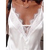 image:imageGORGLITTER Womens Lace Satin Silk V Neck Spaghetti Strap Cami TopWhite