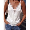 image:imageGORGLITTER Womens Lace Satin Silk V Neck Spaghetti Strap Cami TopWhite