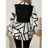 image:imageGORGLITTER Womens Long Sleeve Peplum Tops Blouse Button Down Fall ShirtsBlack and White Geo