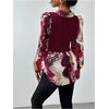 image:imageGORGLITTER Womens Long Sleeve Peplum Tops Blouse Button Down Fall ShirtsBurgundy Marble