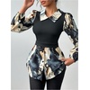 image:imageGORGLITTER Womens Long Sleeve Peplum Tops Blouse Button Down Fall ShirtsMulticolor