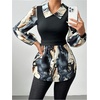image:imageGORGLITTER Womens Long Sleeve Peplum Tops Blouse Button Down Fall ShirtsMulticolor