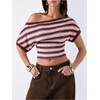 image:imageGORGLITTER Womens Off The Shoulder Top Cinched Waist Striped Going Out TopMulticolor Pink