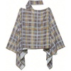 image:imageGORGLITTER Womens Plaid Poncho Top Shawl Scarf Sheer Long Sleeve BlousesDusty Blue