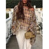 image:imageGORGLITTER Womens Plaid Poncho Top Shawl Scarf Sheer Long Sleeve BlousesYellow