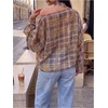 image:imageGORGLITTER Womens Plaid Poncho Top Shawl Scarf Sheer Long Sleeve BlousesYellow