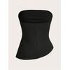 image:imageGORGLITTER Womens Pleated Strapless Tube Top Asymmetrical Going Out TopBlack