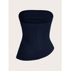 image:imageGORGLITTER Womens Pleated Strapless Tube Top Asymmetrical Going Out TopDark Blue