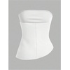 image:imageGORGLITTER Womens Pleated Strapless Tube Top Asymmetrical Going Out TopWhite