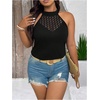 image:imageGORGLITTER Womens Plus Size Halter Tops Crochet Tunics Going Out Tank TopsBlack