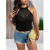 image:imageGORGLITTER Womens Plus Size Halter Tops Crochet Tunics Going Out Tank TopsBlack
