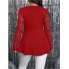 image:imageGORGLITTER Womens Plus Size Lace Tops Y2K Long Sleeve Going Out Peplum TopSolid Red