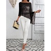 image:imageGORGLITTER Womens Plus Size Off The Shoulder Sheer Poncho Top Fall FashionBlack