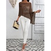 image:imageGORGLITTER Womens Plus Size Off The Shoulder Sheer Poncho Top Fall FashionCoffee Brown