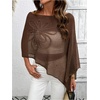 image:imageGORGLITTER Womens Plus Size Off The Shoulder Sheer Poncho Top Fall FashionCoffee Brown