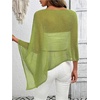 image:imageGORGLITTER Womens Plus Size Off The Shoulder Sheer Poncho Top Fall FashionGreen