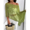 image:imageGORGLITTER Womens Plus Size Off The Shoulder Sheer Poncho Top Fall FashionGreen