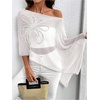image:imageGORGLITTER Womens Plus Size Off The Shoulder Sheer Poncho Top Fall FashionWhite