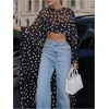 image:imageGORGLITTER Womens Polka Dots Cape Top Sheer Chiffon Flowy Poncho ShawlBlack