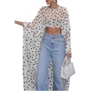 image:imageGORGLITTER Womens Polka Dots Cape Top Sheer Chiffon Flowy Poncho ShawlWhite