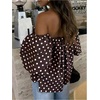 image:imageGORGLITTER Womens Polka Dots Off The Shoulder Blouse Cute Going Out TopsCoffee Brown