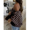 image:imageGORGLITTER Womens Polka Dots Off The Shoulder Blouse Cute Going Out TopsCoffee Brown