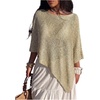 image:imageGORGLITTER Womens Poncho Tops Sequin Sparkly Sheer Shawl Cape TopsGold
