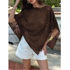 image:imageGORGLITTER Womens Poncho Tops Sheer Shawl Cape Top Sparkly Sequin SweatersCoffee Brown
