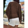 image:imageGORGLITTER Womens Poncho Tops Sheer Shawl Cape Top Sparkly Sequin SweatersCoffee Brown