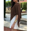 image:imageGORGLITTER Womens Poncho Tops Sheer Shawl Cape Top Sparkly Sequin SweatersCoffee Brown