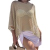 image:imageGORGLITTER Womens Poncho Tops Sheer Shawl Cape Top Sparkly Sequin SweatersGold
