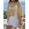 image:imageGORGLITTER Womens Poncho Tops Sheer Shawl Cape Top Sparkly Sequin SweatersGold