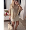 image:imageGORGLITTER Womens Poncho Tops Sheer Shawl Cape Top Sparkly Sequin SweatersKhaki