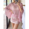 image:imageGORGLITTER Womens Poncho Tops Sheer Shawl Cape Top Sparkly Sequin SweatersPink
