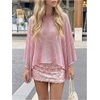 image:imageGORGLITTER Womens Poncho Tops Sheer Shawl Cape Top Sparkly Sequin SweatersPink