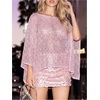 image:imageGORGLITTER Womens Poncho Tops Sheer Shawl Cape Top Sparkly Sequin SweatersPink