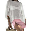 image:imageGORGLITTER Womens Poncho Tops Sheer Shawl Cape Top Sparkly Sequin SweatersSolid White