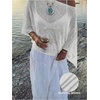 image:imageGORGLITTER Womens Poncho Tops Sheer Shawl Cape Top Sparkly Sequin SweatersSolid White