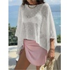 image:imageGORGLITTER Womens Poncho Tops Sheer Shawl Cape Top Sparkly Sequin SweatersSolid White