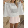 image:imageGORGLITTER Womens Poncho Tops Sheer Shawl Cape Top Sparkly Sequin SweatersSolid White