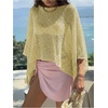 image:imageGORGLITTER Womens Poncho Tops Sheer Shawl Cape Top Sparkly Sequin SweatersYellow