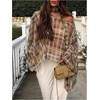 image:imageGORGLITTER Womens Poncho Tops Sheer Shawl Plaid Gingham Halter Cape TopBrown
