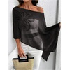 image:imageGORGLITTER Womens Sheer Poncho Shawl Asymmetrical Cape Top Fall OutfitsBlack