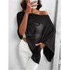 image:imageGORGLITTER Womens Sheer Poncho Shawl Asymmetrical Cape Top Fall OutfitsBlack